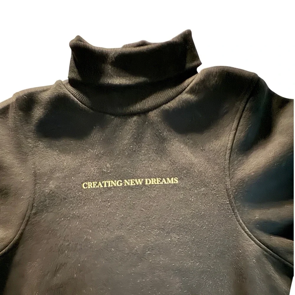 Kids Zara Black Turtleneck Sweatshirt CREATING NEW‎ DREAMS Size 11 12